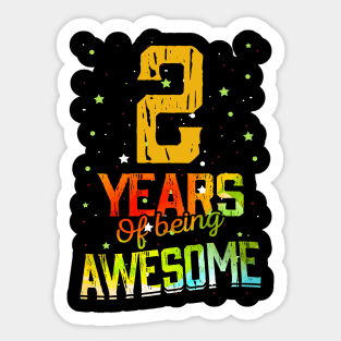 2nd Anniversary Gift Vintage Retro 02 Years Of Being Awesome Gifts Funny 2 Years Birndday Girl Boys Kids Sticker